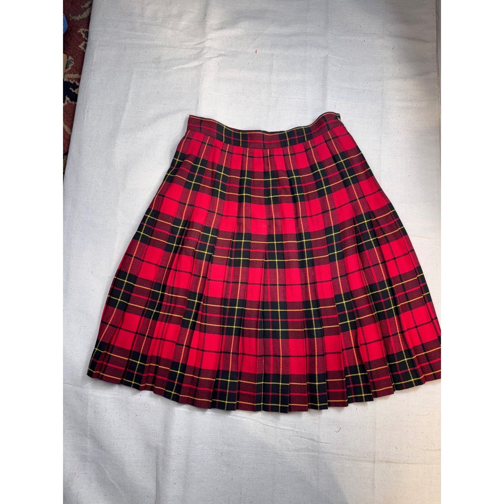 90s VTG Susan Bristol Women's Tartan Plaid Pleated Midi Skirt Size 8‎ -10 Preppy